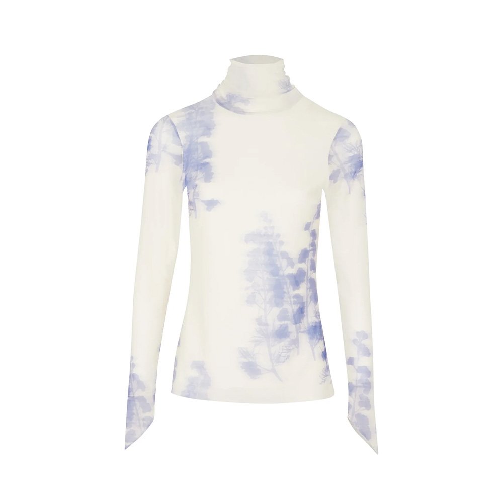 Lennon Knitted Stretch Top - Abstract Tofu & Dazzling Blue