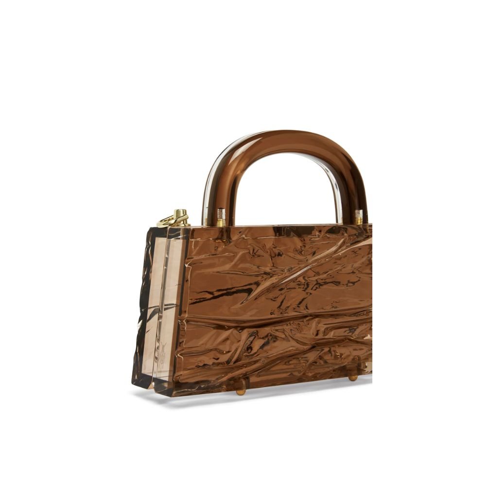 Eva Crushed Ice Clutch - Brown