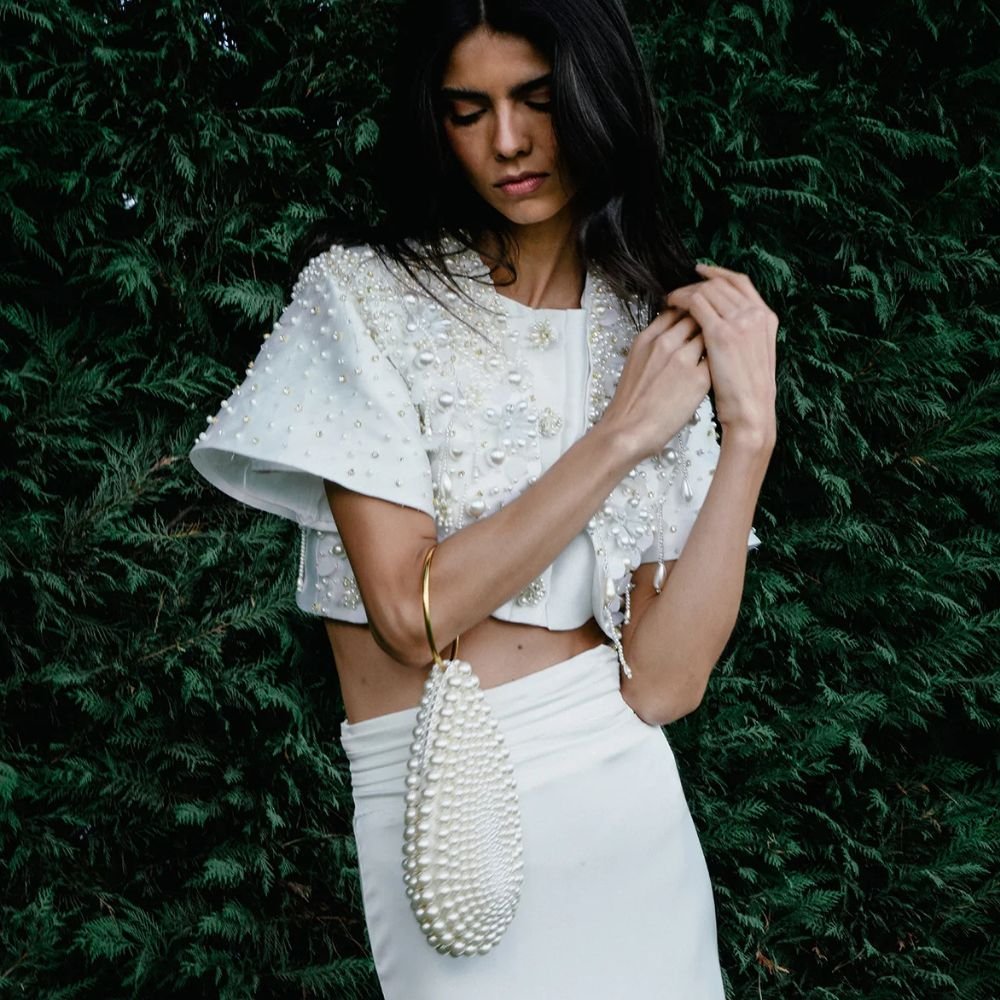 Goutte Pearl Bag - White
