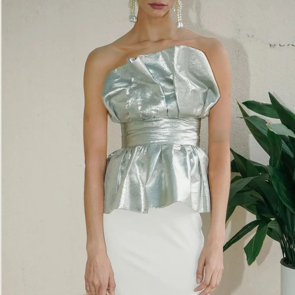 Shell Silver Organza Bustier