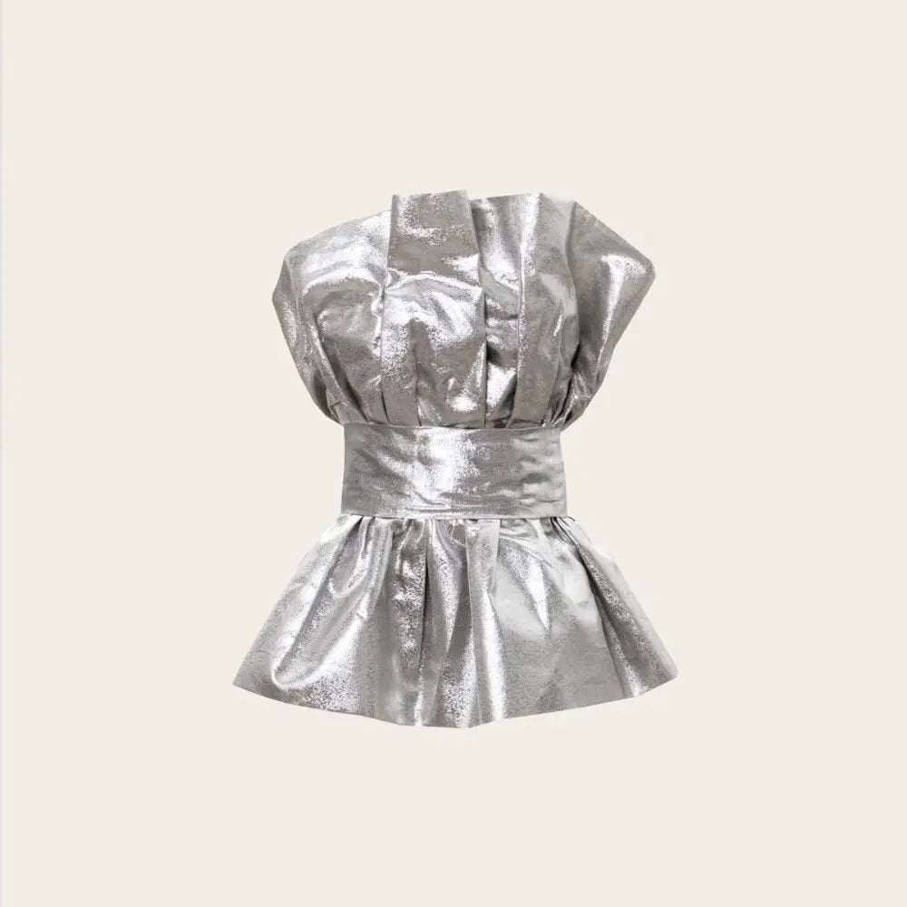 Shell Silver Organza Bustier