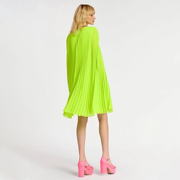 Dartha Pleated Cape Dress - High Alert