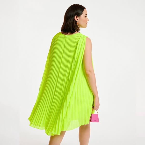 Dartha Pleated Cape Dress - High Alert