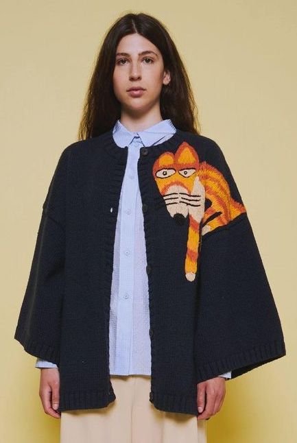 Blue Acasia Foxy Cardigan Navy Orange