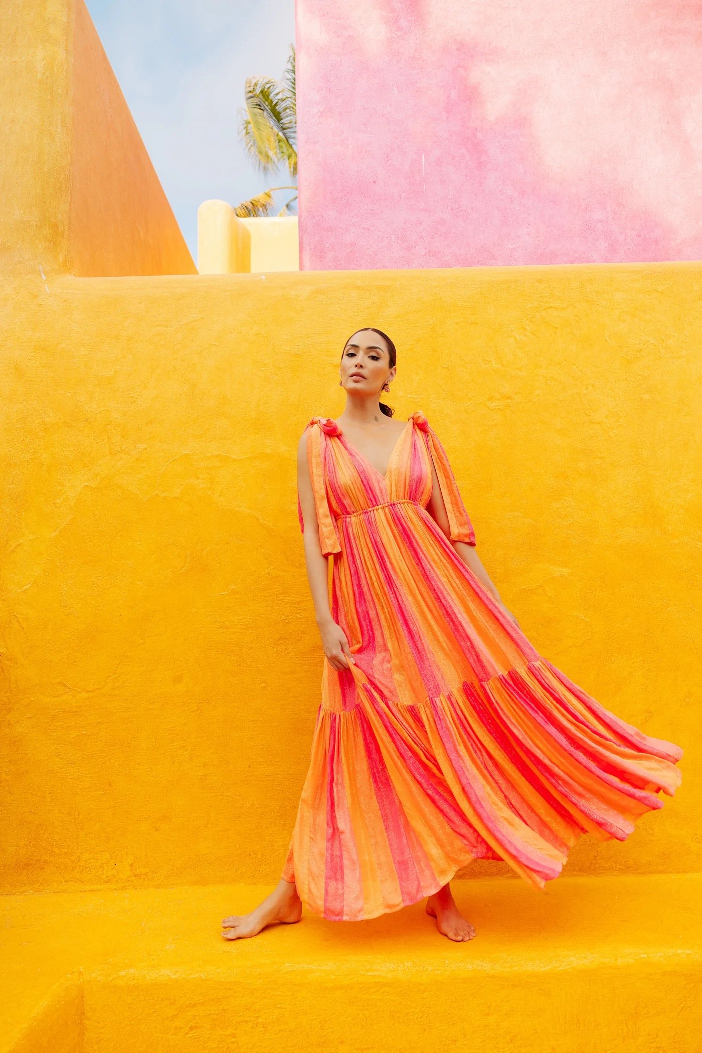 Sundress, Fanya Long Dress Marbella Mix Neon Girl, ₹23,500