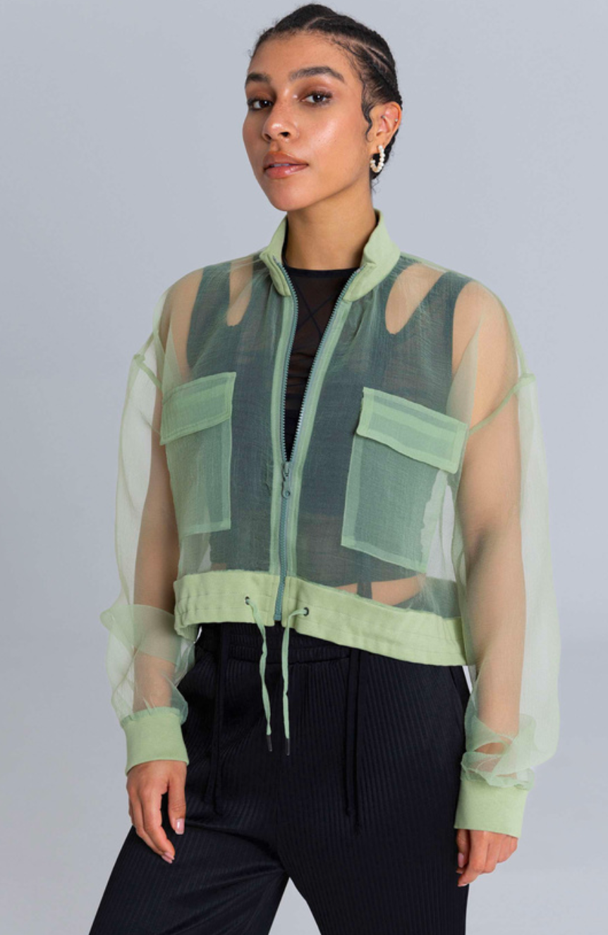 Ésthe, Organza Bomber Jacket Green , ₹10,000