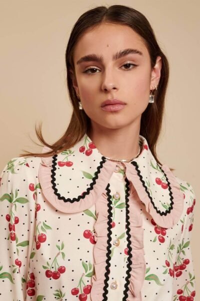 Sister Jane Collar Shirt Sister Jane collar cherry shirt.