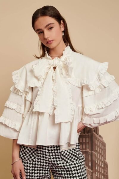 Sister Jane Bow Shirt Sister Jane white ruffled bow shirt.