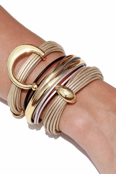 TOHUM different metal bracelets.