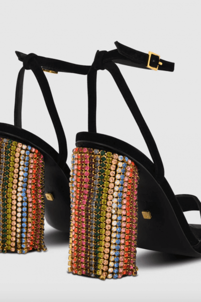 Kat Maconie Olive Sandal Heels Kat Maconie Olive Sandal Heels with colourful crystals.
